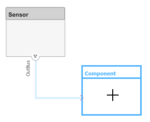 Attempt to make a new connection and a suggested component appears in light blue to be accepted by clicking on it.