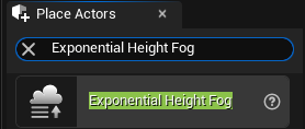 Place Actors menu of Unreal Editor