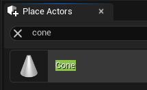 Unreal Editor Place Actors tab