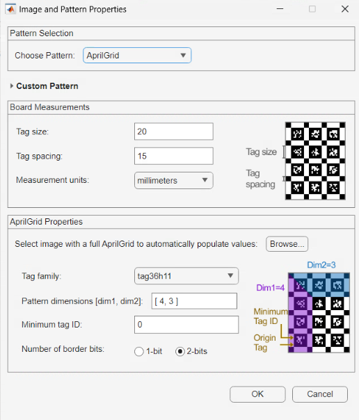 AprilGrid Pattern Dialog