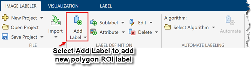 Select Segment Anything tool in Image Labeler "Label" panel.