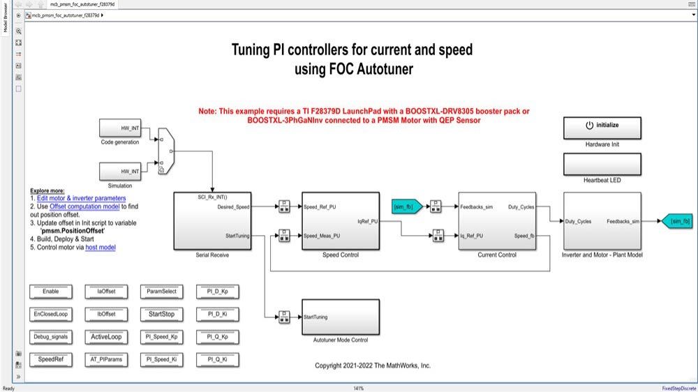 Tuning PI controllers for current and speed using FOC Autotuner.