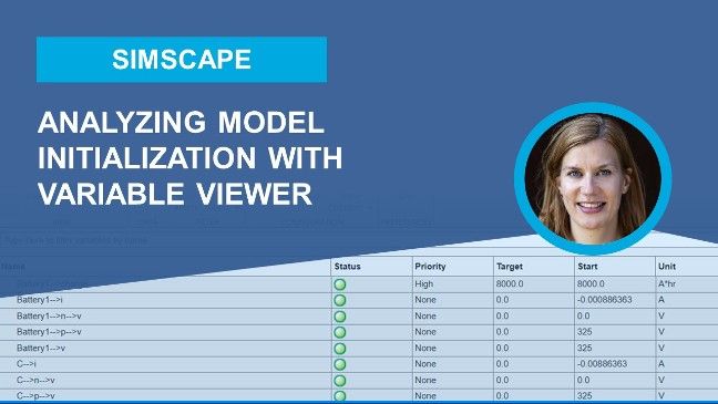 This video shows how the Variable Viewer can be used to check the results of the initialization for the model that uses Simscape.